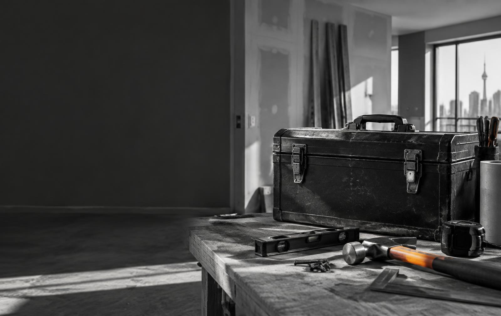 Professional tools ready for residential repair work